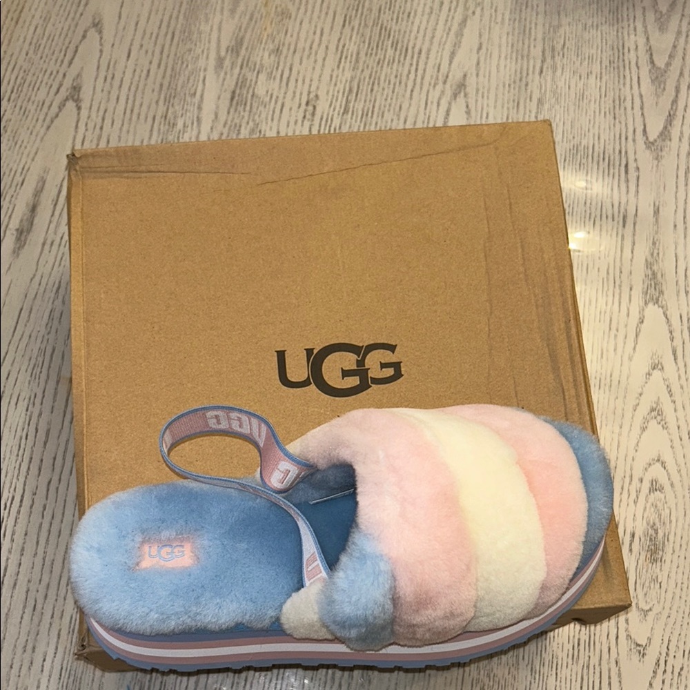 UGG Multicolor Fluffy Slide Slippers